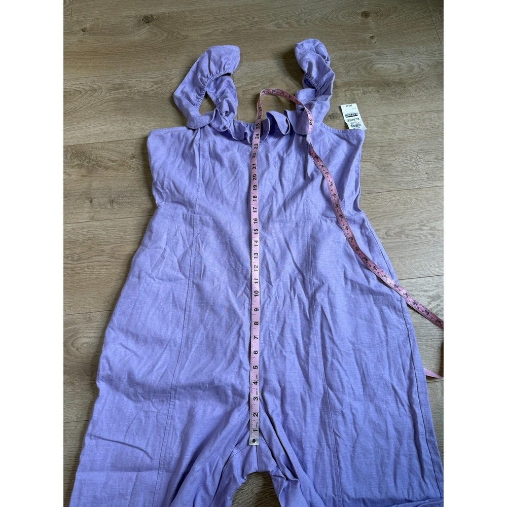 NWT Womens ON 34TH purple linen blend sleeveless jumpsuit ruffle summer size XL - Picture 6 of 16